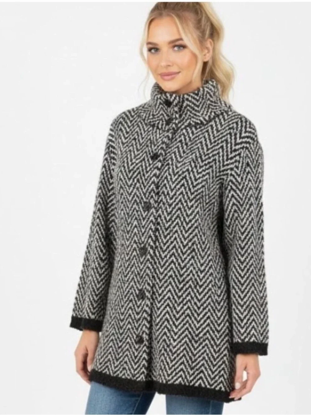 Skovhuus Italian Button-Up Sweater Jacket - Size Small